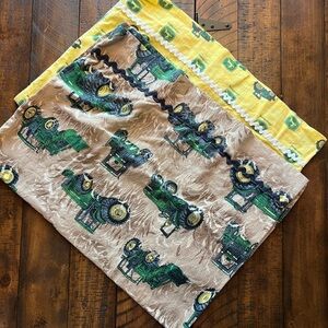 Vtg John Deere Pillowcases Farmcore Tractors Standard Combine Green